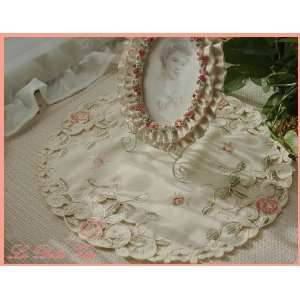  Elegant Embroidery Pink Roses Satin Doily/traycloth 