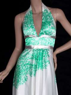 Chic Summer Padded Bust Flirty Women Painted Halter Evening Dress 