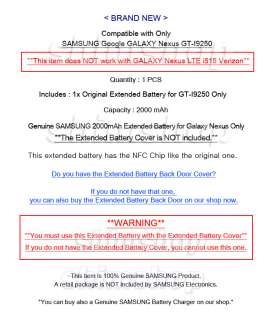 Genuine Samsung Google Galaxy Nexus I9250 Cover Case Extended 2000 mAh 