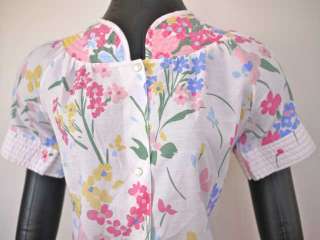 Vtg 70s Floral Cotton Muu Muu Garden Pocket Dress  