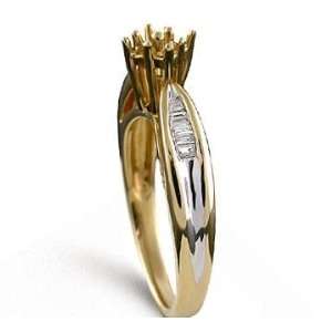   14k Yellow Gold Side Stone 1/6 Carat Diamond Engagement Ring Jewelry