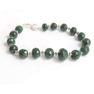  Natural Classy Faceted Green Emerald Beaded Bracelet 
