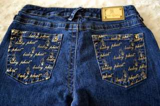BABY PHAT JEANS SIZE 5   26 x 32   DARK DENIM WITH GREAT DETAILING 