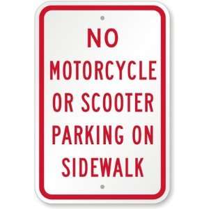   Scooter Parking On Sidewalk Aluminum Sign, 18 x 12