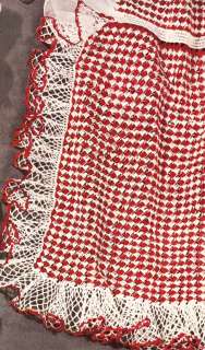 Vintage Crochet Tea APRON Pattern Holiday ruffled check  