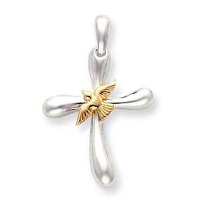  Sterling Silver & Vermeil Dove Cross Pendant Jewelry