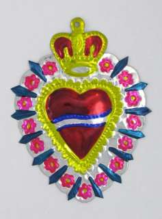   AND UNIQUE CROWN TIN HEART MILAGRO ORNAMENT FOR HOME DECORATION