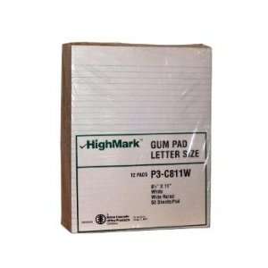  HighMark Letter Size Wide Ruled White Gum Pads (Case of 72 