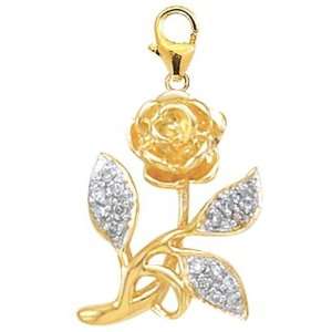  14K Gold 1/10ct HIJ Diamond Rose Spring Ring Charm Arts 