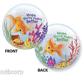 FREE S&H Bubbles Round Get Well Soon FISH BOWL Balloon  