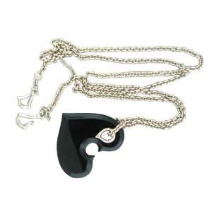  Morelli Sterling silver Paul Large Heart Onyx Necklace 