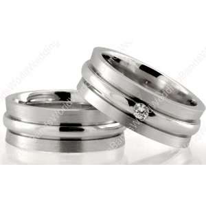  His and Her Wedding Ring Set 8mm Wide, Satin Finish 0.08 