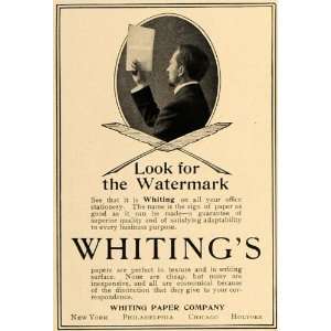  1905 Ad Whiting Paper Office Stationary Watermark 