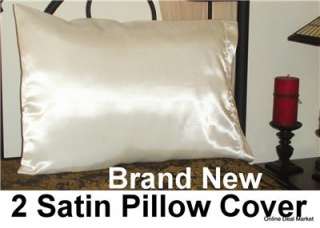 Standard WHITE SATIN Pillowcase Pillow Cover NEW  