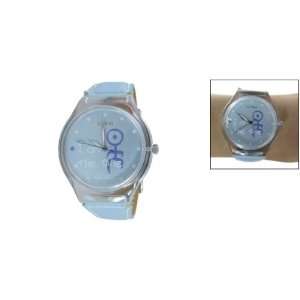   Baby Blue Faux Leather Band Wrist Quartz Watch New