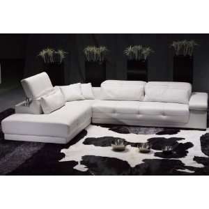  Modern White Leather Sectional Sofa   LSF