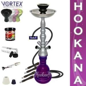   Purple & Chrome Vortex Hookah + Shisha Flavor Coals 