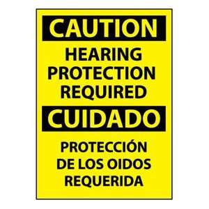 Bilingual Vinyl Sign   Caution Hearing Protection Required  
