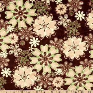  60 Wide Minky Cuddle Daisy Brown/Mint Fabric By The Yard 