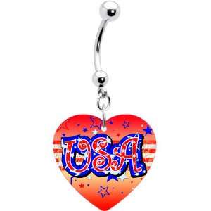  Heart Patriotic Usa Belly Ring Jewelry