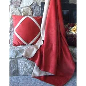 Red Faux Suede and Microfiber Fleece Throw 