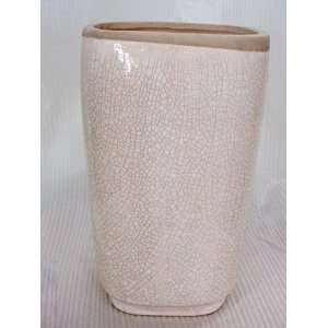  12.6hx5.9wx7.8l Ceramic Oblong Vase Beige