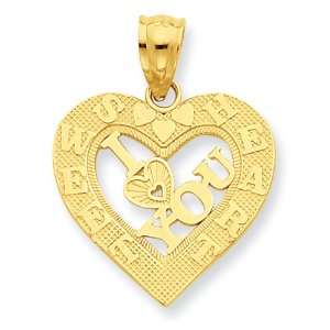   Polished & Textured I Love You Sweet Heart Pendant 1.34 gr. Jewelry