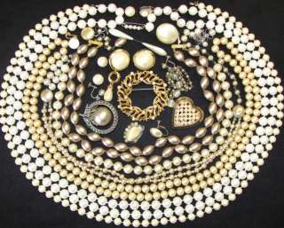 VINTAGE JEWELRY REPAIR LOT FAUX PEARL BEAD NECKLACE MARVELLA NAPIER 