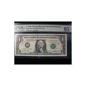  Signed Fankhauser, Merrell $1 2001 Federal Reserve Note 