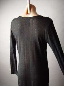 BLACK Crochet Lace Retro Vtg y 70s Boho Bohemian Long Duster Jacket 