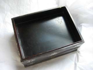   OLD CHINESE BOXES, LACQUERED WOOD BOX W MOP & WOOD JEWELRY BOX  