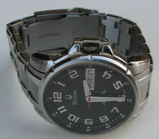 Large 44mm Bulova Marine Star 100m 98C100 Black Dial Watch SS  
