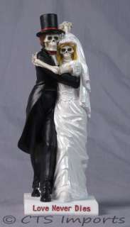 Love Never Dies Tango Wedding Skulls Bride & Groom Cake Topper Bridal 