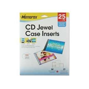  Memorex  Jewel Case Inserts, 25/PK, White Matte    Sold 