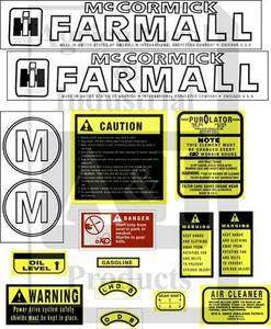   Hood & Safety Decal Set for International / Farmall Model M Tractors