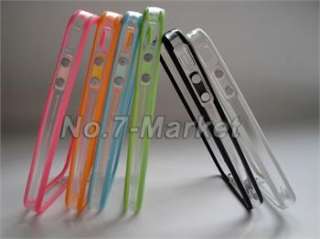   Colorful+Transparent bumper case cover for iPhone 4 with Metal Button