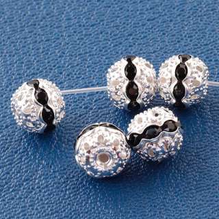 Ws254 Black Ball Crystal Spacer Charm Beads Making 5pcs  