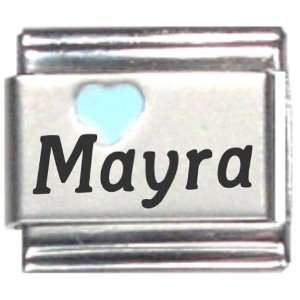  Mayra Light Blue Heart Laser Name Italian Charm Link 