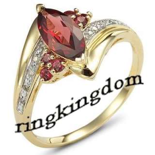Fancy womans Red Garnet 10KT yellow Gold Filled Ring #8 R661G  