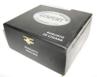 Gispert, Robusto Maduro Wooden Cigar Box with brass clasp and hinges 