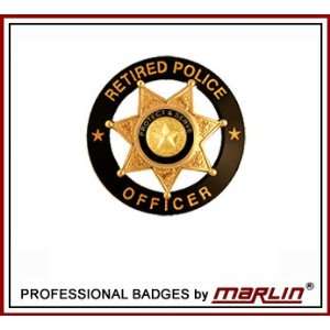   Police Officer 7 Pt. Ball Tip Black & Gold Badge 2 3/16 By Marlin