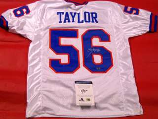 LAWRENCE TAYLOR AUTOGRAPHED NEW YORK GIANTS WHITE JERSEY LT AAA  