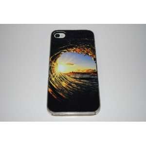  Plastic Case Custom Designed Waves & Sunset iPhone Case for iPhone 4 