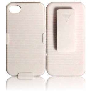  iPhone 4GS 4G Rubberized Combo Cover With Holster   White 