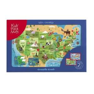  USA Map & World Map Placemat Gift Set Toys & Games