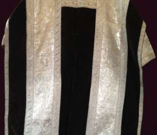 VESTMENT   Antique TUNICLE in BLACK and Cloth of Silver VERY SCARCE 