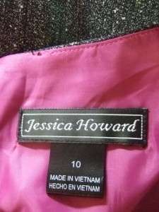 JESSICA HOWARD black white tweed VERSATILE dress w. BLACK JET BEADS $ 