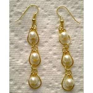   Glass Pearl Drop in Drop Earrings.~Jewelry Making~ Arts, Crafts