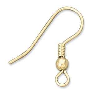  Fish Hook Ear Wire Gold Tone With Coil and Ball (36) 38175 