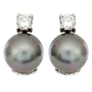 Grey Pearl with CZ Earrings Joia De Majorca Jewelry